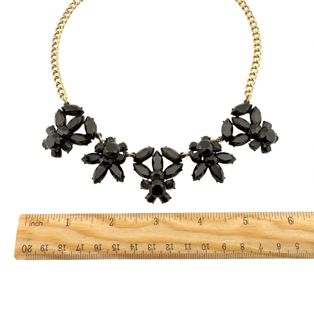 J. Crew Black and Gold Floral Necklace
